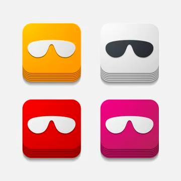 Square button: sunglasses Illustrazione stock