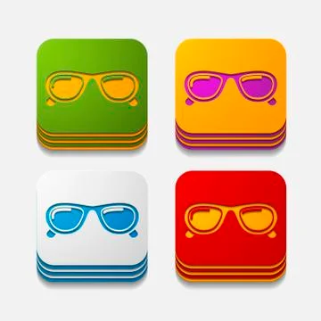 Square button: sunglasses Illustrazione stock