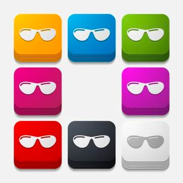 Square button: sunglasses Illustrazione stock
