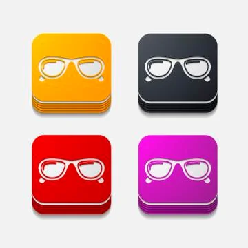 Square button: sunglasses Illustrazione stock