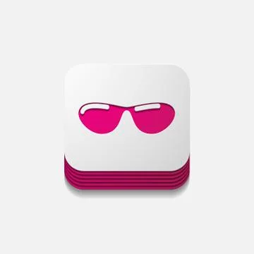Square button: sunglasses Stock Illustration