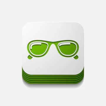 Square button: sunglasses Illustrazione stock