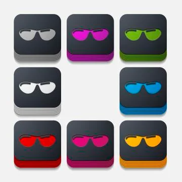 Square button: sunglasses イラスト素材