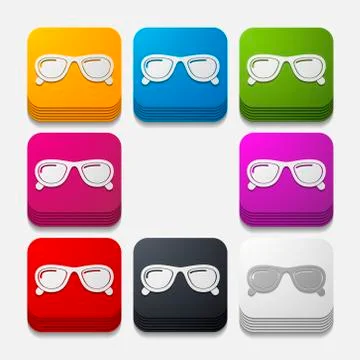 Square button: sunglasses Stock Illustration