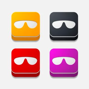 Square button: sunglasses Illustrazione stock