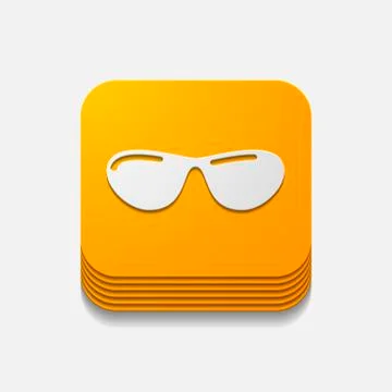 Square button: sunglasses Illustrazione stock