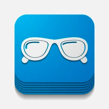 Square button: sunglasses Stockillustratie