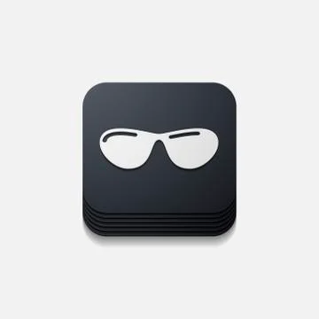 Square button: sunglasses Illustrazione stock