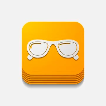 Square button: sunglasses イラスト素材