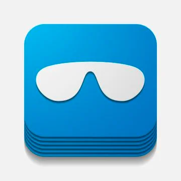 Square button: sunglasses Illustrazione stock