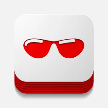 Square button: sunglasses Illustrazione stock