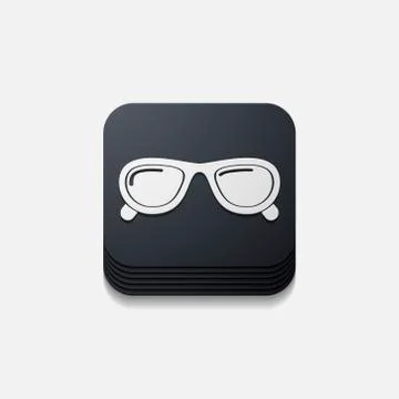 Square button: sunglasses Illustrazione stock