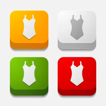 Square button: swimsuit Stock Illustration