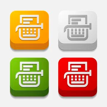 Square button: typewriter Stock Illustration