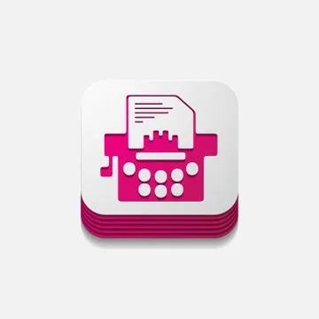 Square button: typewriter Stock Illustration