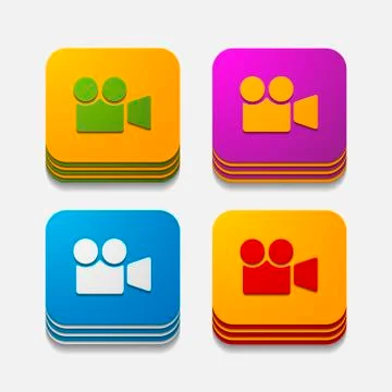 Square button: video Stock Illustration