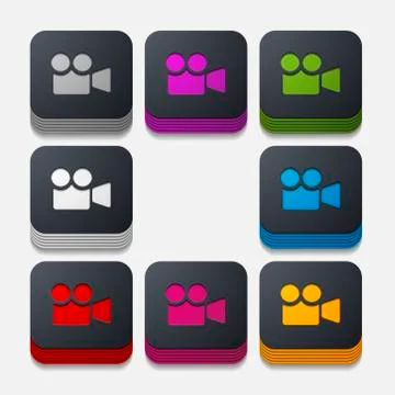 Square button: video Stock Illustration
