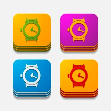 Square button: watch Stock Illustration
