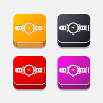 Square button: watch Stock Illustration