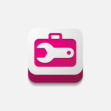 Square button: wrench Stock Illustration