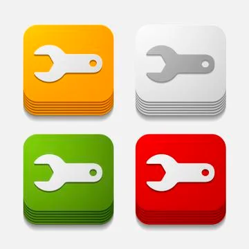 Square button: wrench Stock Illustration