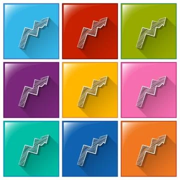 Square buttons with arrows Illustrazione stock