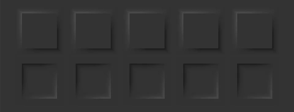 Square buttons in a neomorphic style. A set of user interface design elements in Stock Illustration