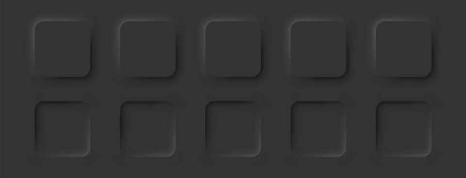 Square buttons with rounded edges in a neomorphic style. A set of user interface 스톡 일러스트