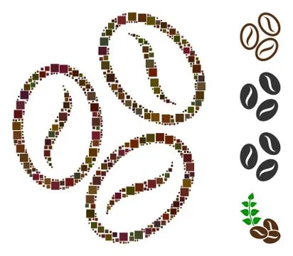 Square Cacao Beans Icon Vector Mosaic 库存插图