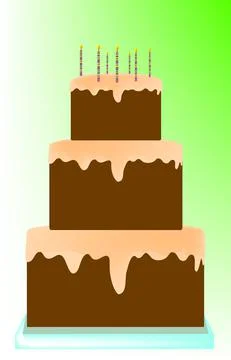 Square cake with candles Stock Illustration