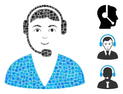 Square Call Center Operator Icon Vector Collage 스톡 일러스트