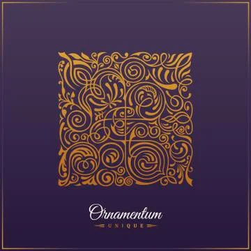 Square calligraphic royal emblem. Vector floral symbol for cafe, restaurant Stock Illustration
