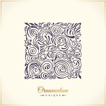 Square calligraphic royal emblem. Vector floral symbol for cafe, restaurant Illustrazione stock