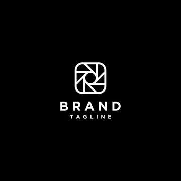 Square Camera Shutter Icon Logo Design Stock Illustration