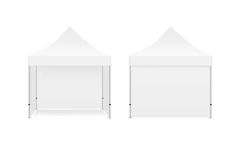 Square Canopy Tent Mockup, Front and Back View Stock Illustration
