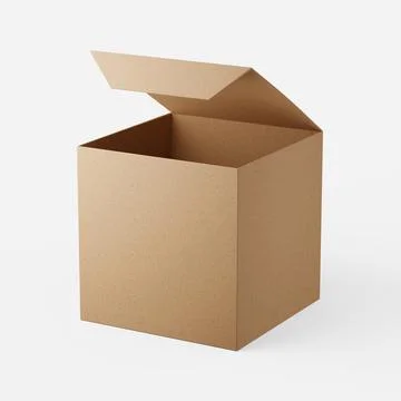 Square card box open on a plain background. 3d render. Stock Illustration