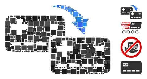 Square Card to Card Transfer Icon Vector Collage Stock Illustration