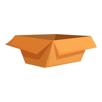 Square cardboard box standing open empty packaging 스톡 일러스트