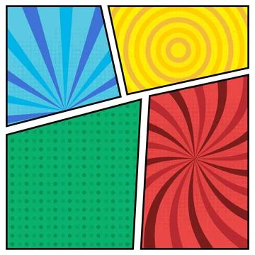 Square cartoon comic background set colorful design Stock Illustration