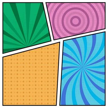 Square cartoon comic background set colorful concept Illustrazione stock