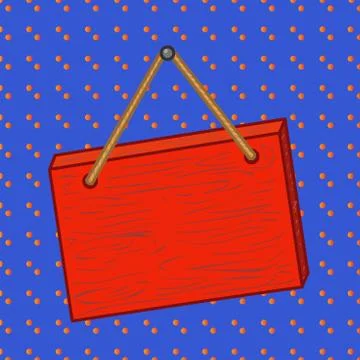 Square cartoon unreal rectangle wood hang down on the wall. Unsymmetrical uneven Stock Illustration