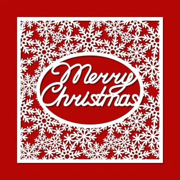 Square carved Christmas panel.  Ilustración de archivo