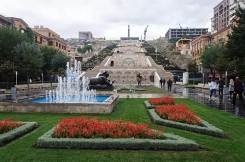 Square at Cascade complex in Yerevan Stock Photos