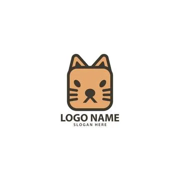Square cat face logo design vector Illustrazione stock