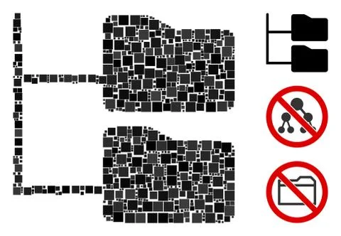 Square Category Folder Tree Icon Vector Mosaic Stock Illustration
