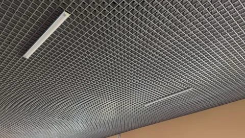 Square ceiling pattern with lighting, black and white tone Video stock 276618294