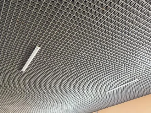 Square ceiling pattern with lighting, black and white tone Stock Photos