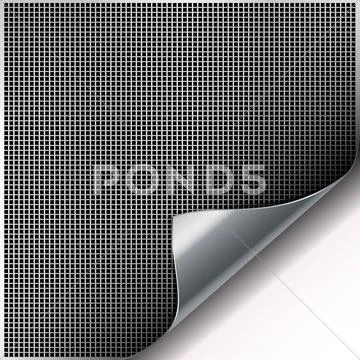 Square cell metal background with curved corner. Stock Illustration