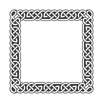 Square celtic knots vector medieval frame in black and white Stock Illustration