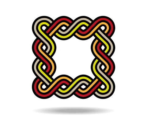 Square Celtic or Greek pattern woven from three lines. Tatoo Stock Illustration